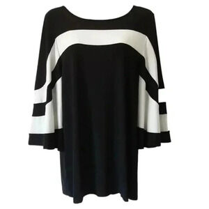 Nina Leonard black and white color block tunic